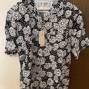 $98 Original Penguin Botanical Short Sleeve Button-Up Shirt Size Medium Black